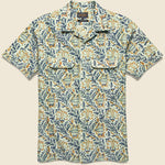Open Collar Short Sleeve Botanical Block Print Shirt - White - BEAMS+ - STAG Provisions - Tops - S/S Woven - Floral