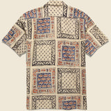Open Collar Short Sleeve Elephant Block Print Shirt - Navy - BEAMS+ - STAG Provisions - Tops - S/S Woven - Other Pattern