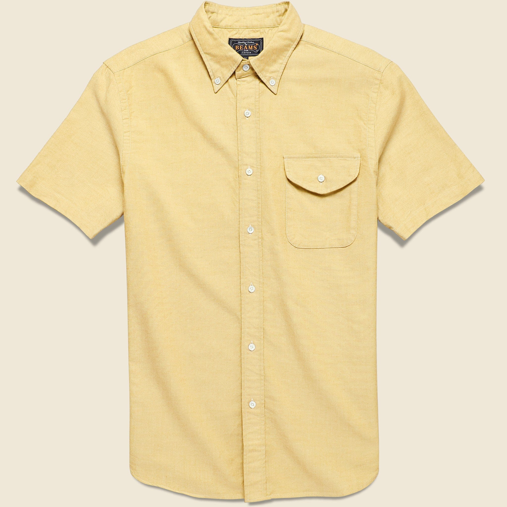 Short Sleeve Oxford Shirt - Yellow - BEAMS+ - STAG Provisions - Tops - S/S Woven - Solid
