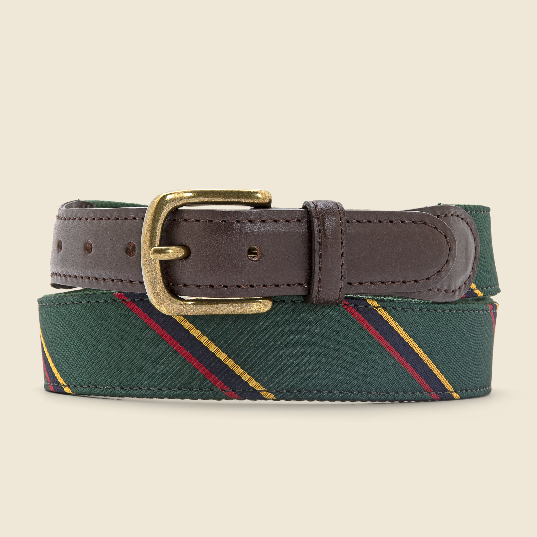 Leather Tab Ribbon Belt - Green - BEAMS+ - STAG Provisions - Accessories - Belts