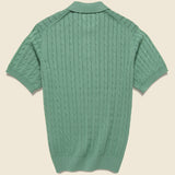Cable Knit Polo - Green - BEAMS+ - STAG Provisions - Tops - S/S Knit