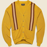 Striped Jacquard Cardigan - Mustard/Brown/Multi - BEAMS+ - STAG Provisions - Tops - Sweater