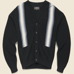 Striped Jacquard Cardigan - Black/Grey/Multi - BEAMS+ - STAG Provisions - Tops - Sweater