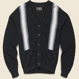 Striped Jacquard Cardigan - Black/Grey/Multi - BEAMS+ - STAG Provisions - Tops - Sweater