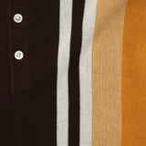 Striped Knit Polo - Brown/Gold/White - BEAMS+ - STAG Provisions - Tops - Sweater