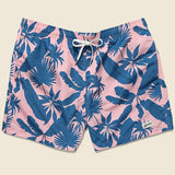 Tropical Palms Swim Trunk - Pink/Blue - Bather Trunk Co. - STAG Provisions - Shorts - Swim