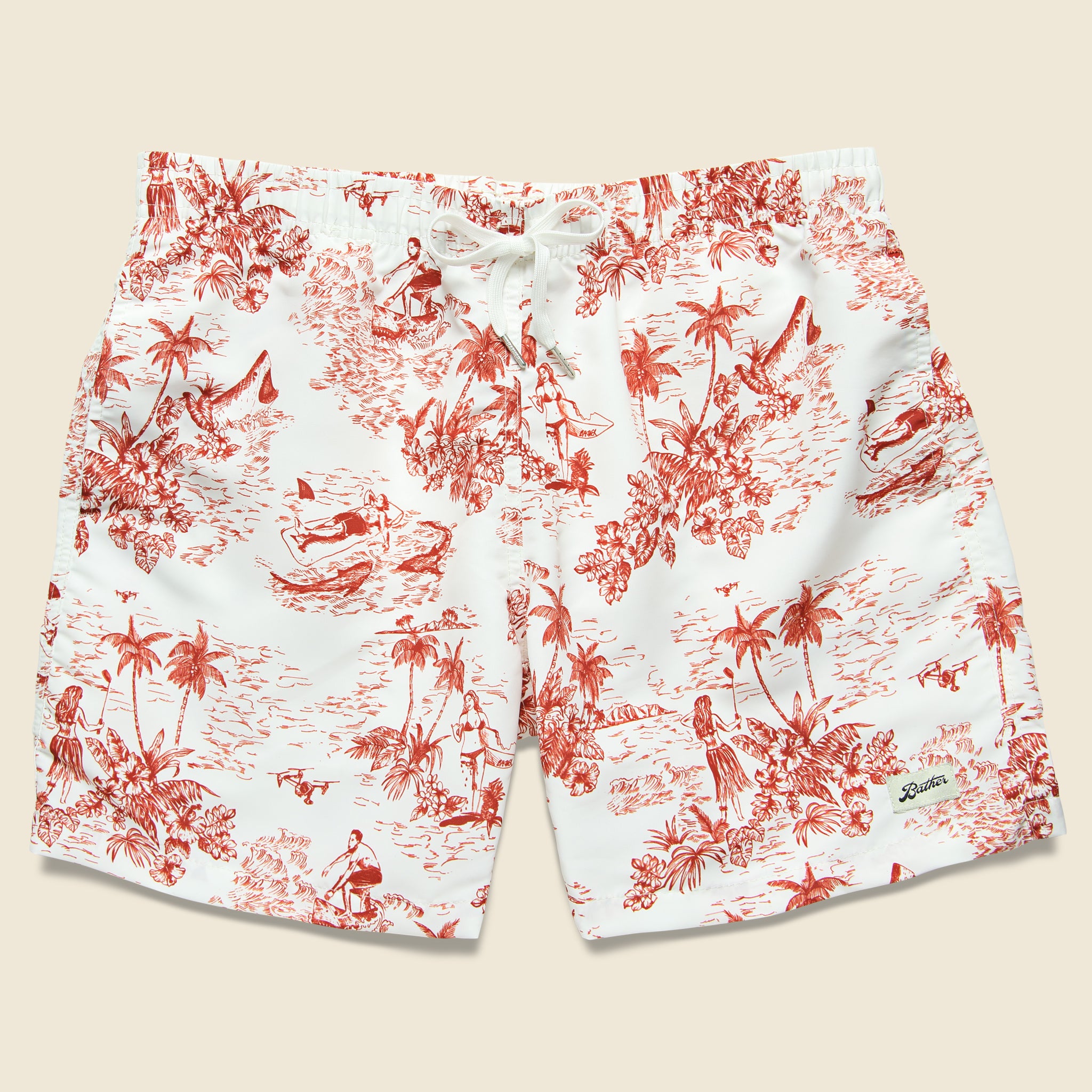 Canadian Toile Swim Trunk - Red/White - Bather Trunk Co. - STAG Provisions - Shorts - Swim