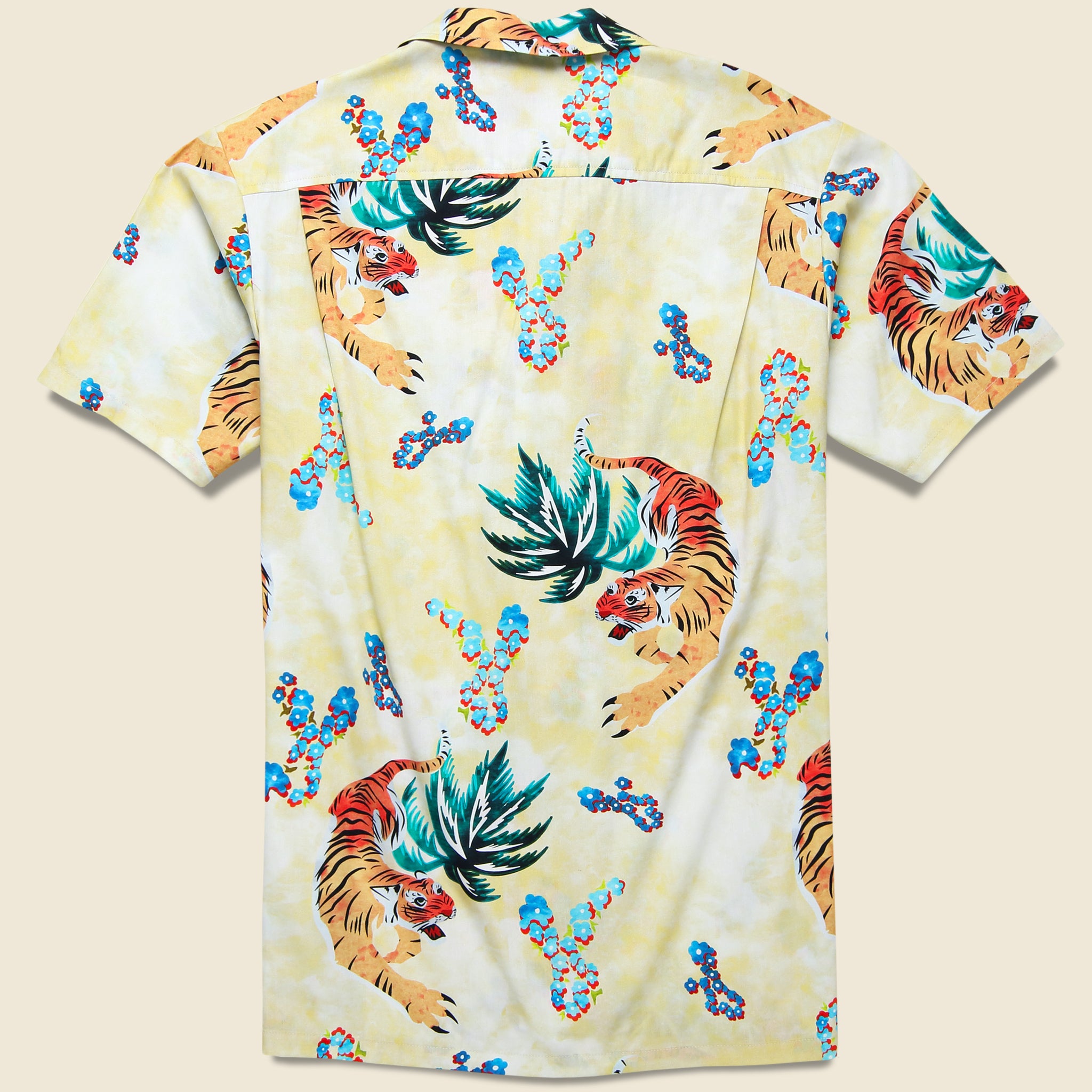 Hawaiian Tiger Button Up Shirt - Beige - Bather - STAG Provisions - Tops - S/S Woven - Other Pattern