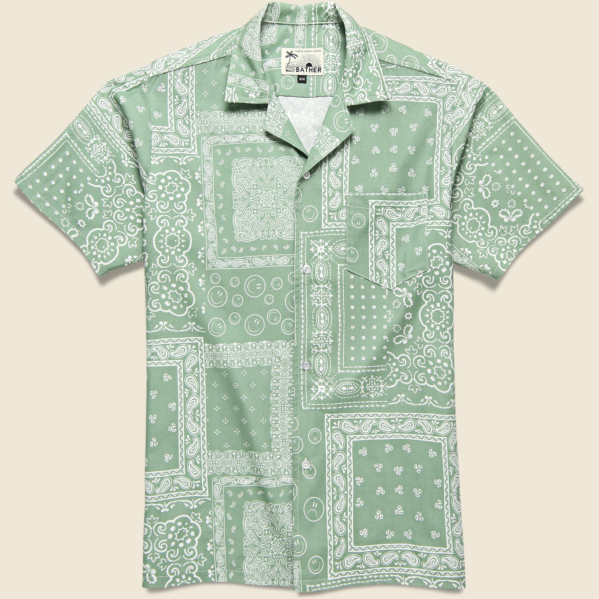 Bandana Print Camp Shirt - Sage - Bather - STAG Provisions - Tops - S/S Woven - Other Pattern