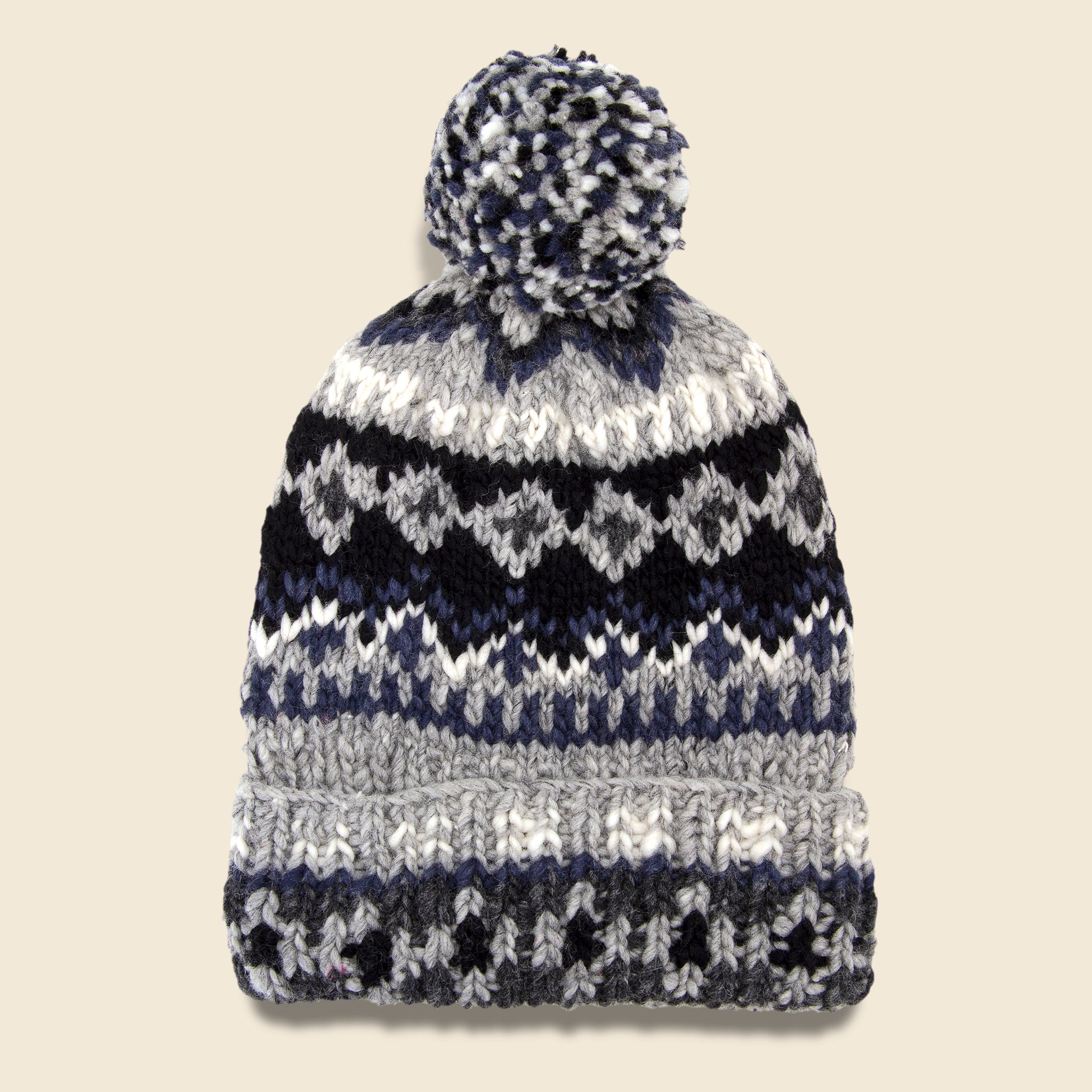 Double Cuff Fair Isle Beanie - Pearl Grey - Chamula - STAG Provisions - Accessories - Hats