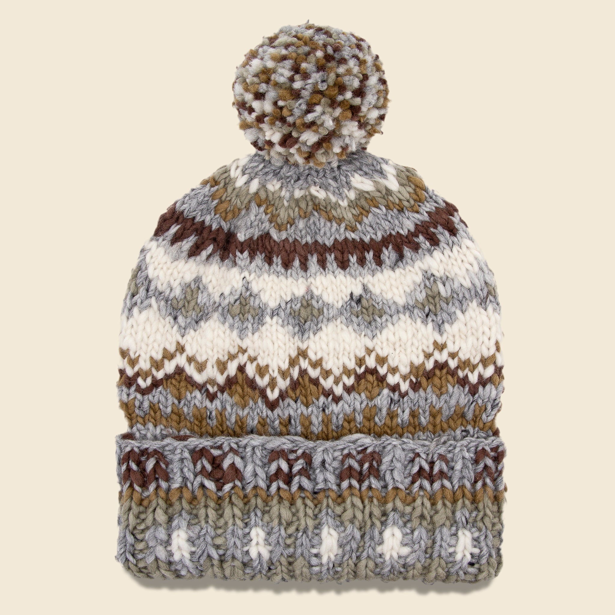 Double Cuff Fair Isle Cap - Pearl Grey - Chamula - STAG Provisions - Accessories - Hats