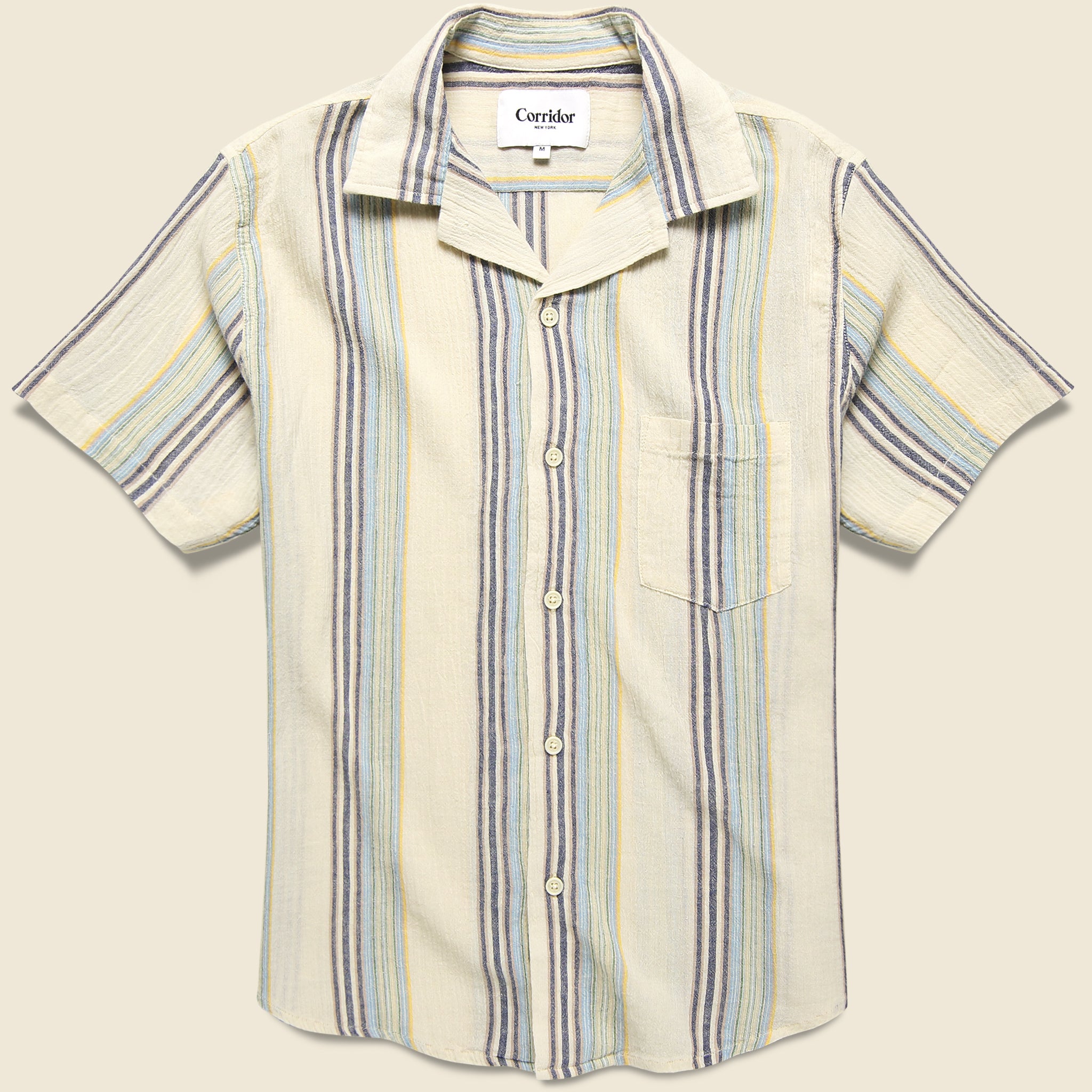 Beachside Stripe Shirt - Blue Multi/Cream - Corridor - STAG Provisions - Tops - S/S Woven - Stripe