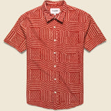 Paneled Handblock Shirt - Red - Corridor - STAG Provisions - Tops - S/S Woven - Other Pattern