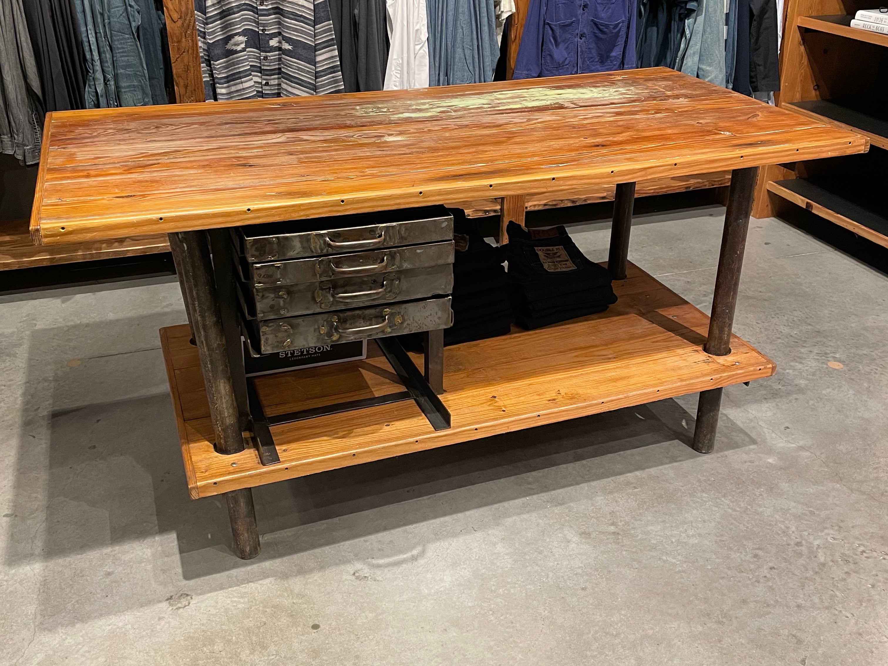 DNS 33 - Wood Butcher Table w/ Metal Drawers - Warehouse Sale - STAG Provisions - Warehouse Sale