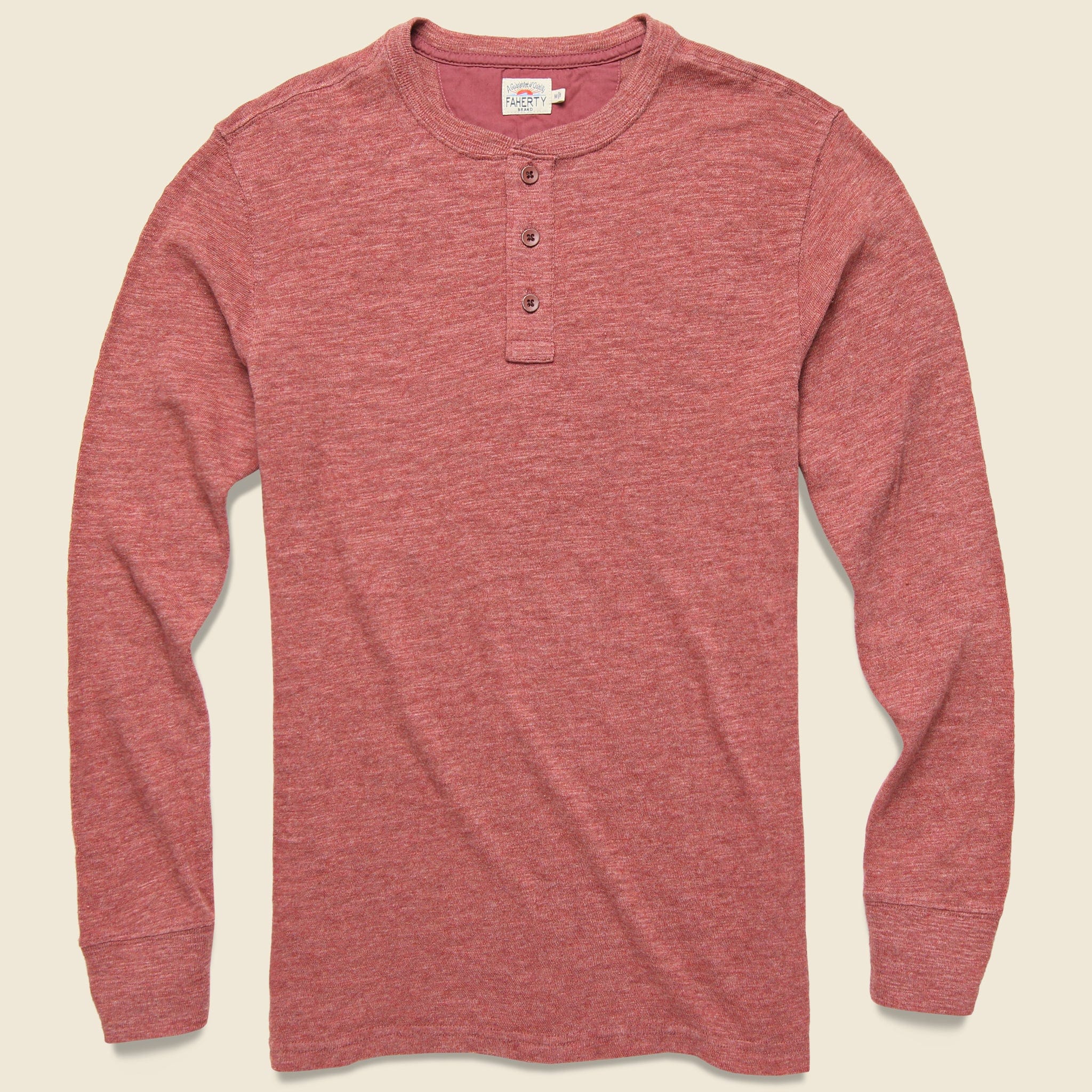 Slub Cotton Henley - Crimson Heather - Faherty - STAG Provisions - Tops - L/S Knit