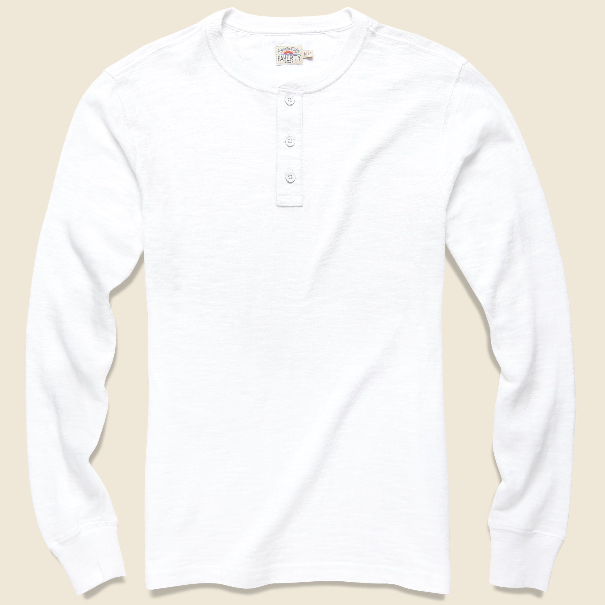 Slub Cotton Henley - White - Faherty - STAG Provisions - Tops - L/S Knit