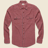 Doublecloth Belmar Shirt - Red Charcoal Buffalo - Faherty - STAG Provisions - Tops - L/S Woven - Plaid