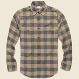 Brushed Alpine Flannel - Sand Charcoal Buffalo - Faherty - STAG Provisions - Tops - L/S Woven - Plaid