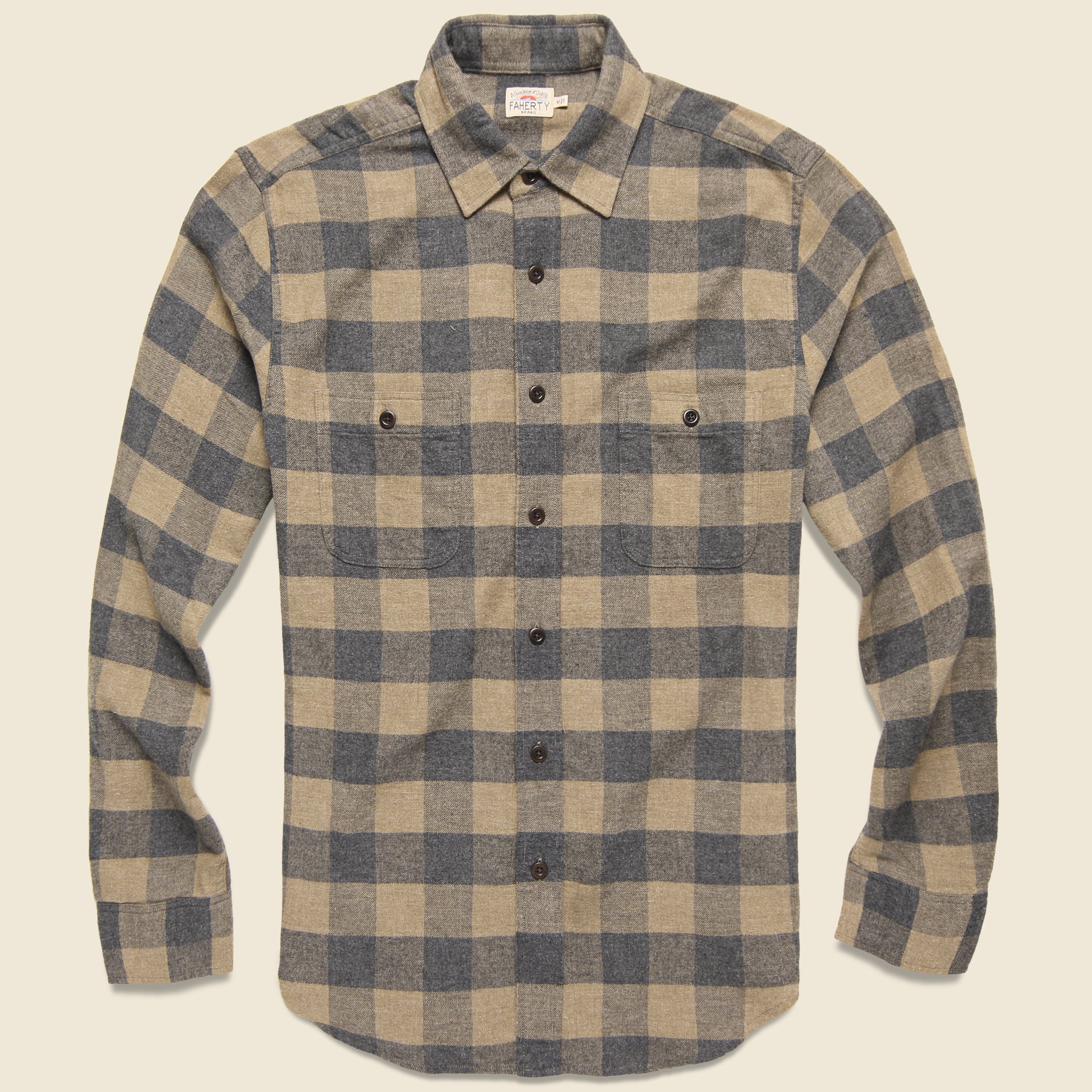 Brushed Alpine Flannel - Sand Charcoal Buffalo - Faherty - STAG Provisions - Tops - L/S Woven - Plaid