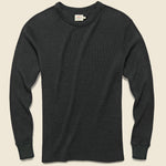 Essential Waffle Crewneck - Black - Faherty - STAG Provisions - Tops - L/S Knit
