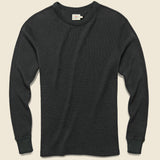 Essential Waffle Crewneck - Black - Faherty - STAG Provisions - Tops - L/S Knit