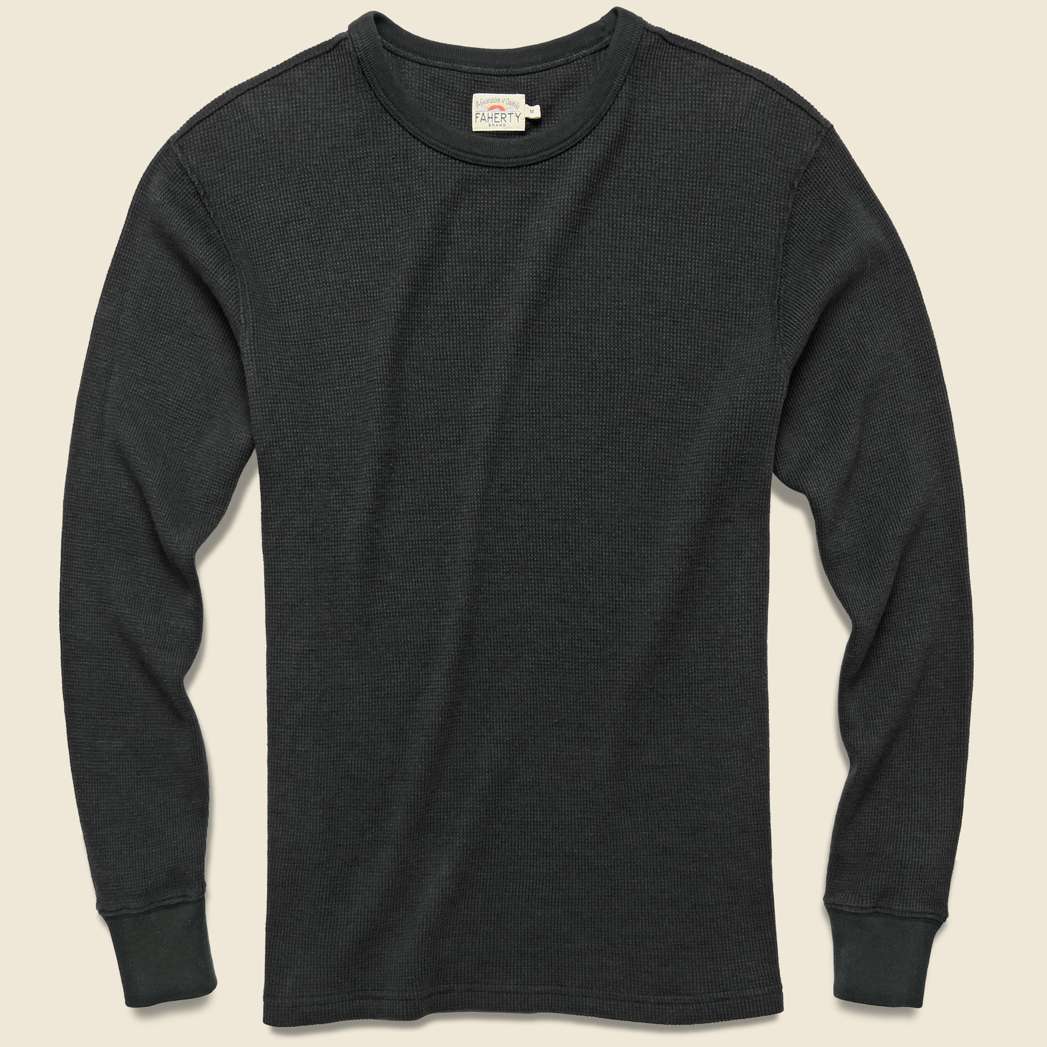 Essential Waffle Crewneck - Black - Faherty - STAG Provisions - Tops - L/S Knit