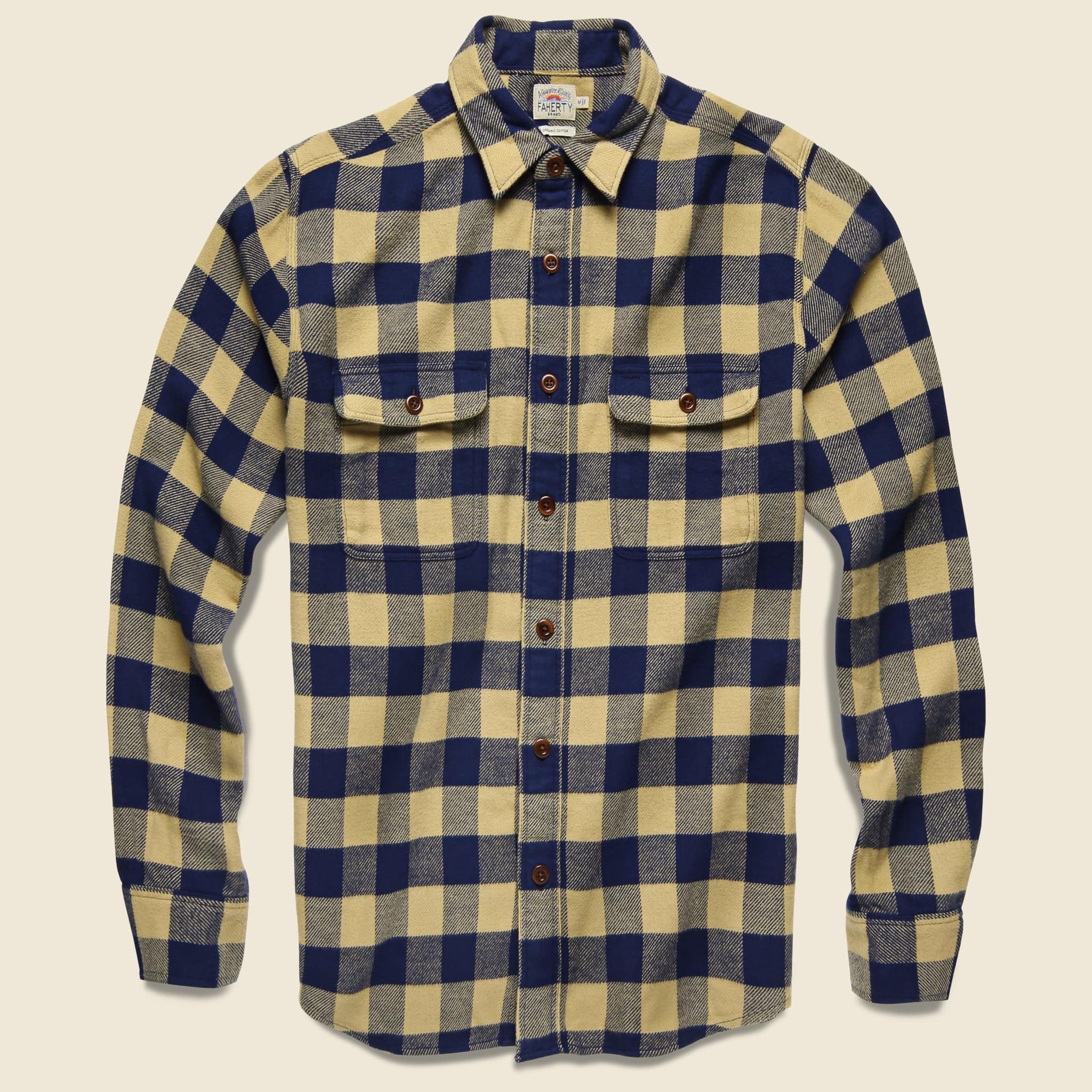 Vintage Twill Flannel - Navy/Gold - Faherty - STAG Provisions - Tops - L/S Woven - Plaid