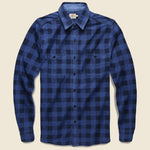 Buffalo Knit Seasons Shirt - Indigo - Faherty - STAG Provisions - Tops - L/S Woven - Plaid