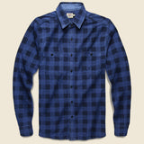 Buffalo Knit Seasons Shirt - Indigo - Faherty - STAG Provisions - Tops - L/S Woven - Plaid