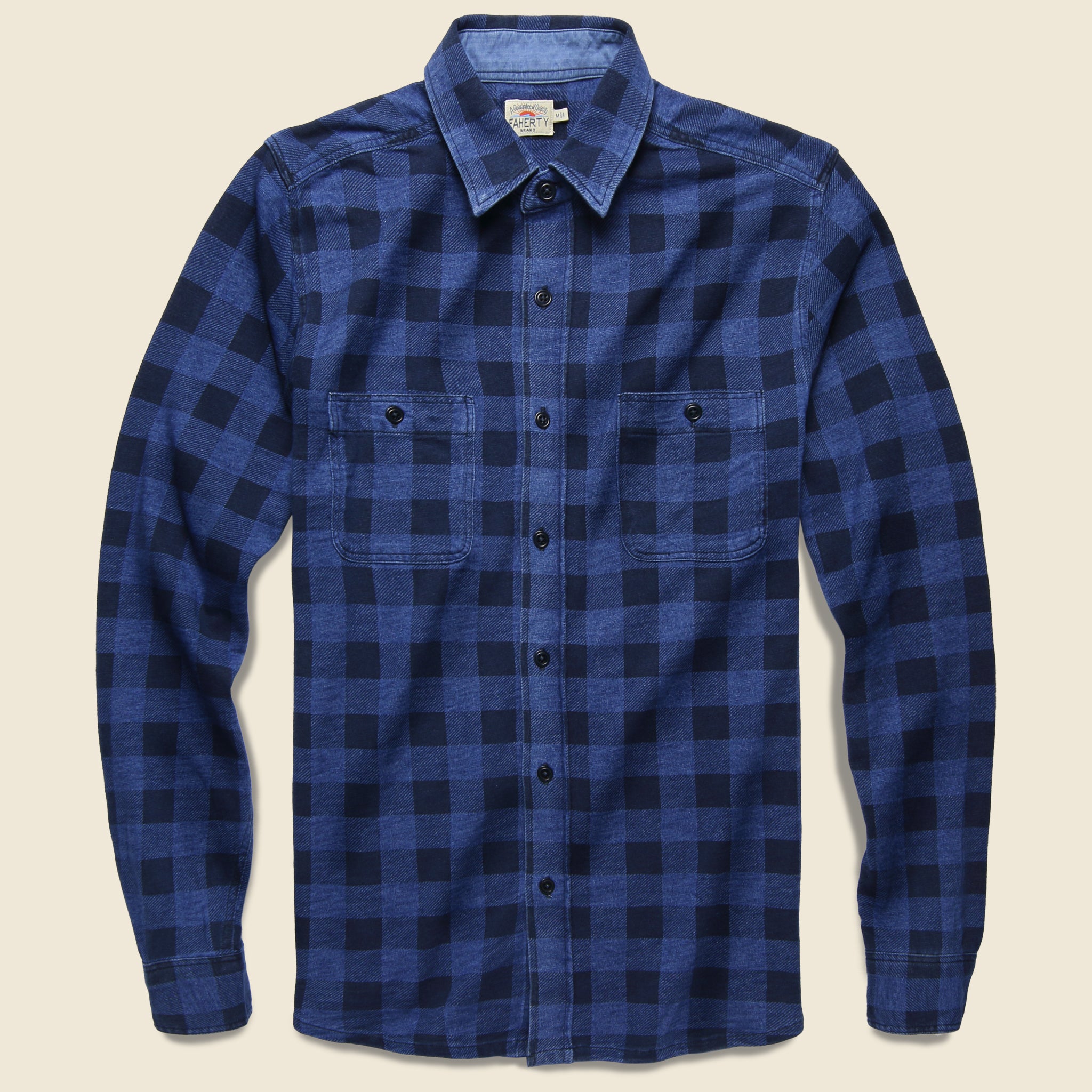 Buffalo Knit Seasons Shirt - Indigo - Faherty - STAG Provisions - Tops - L/S Woven - Plaid