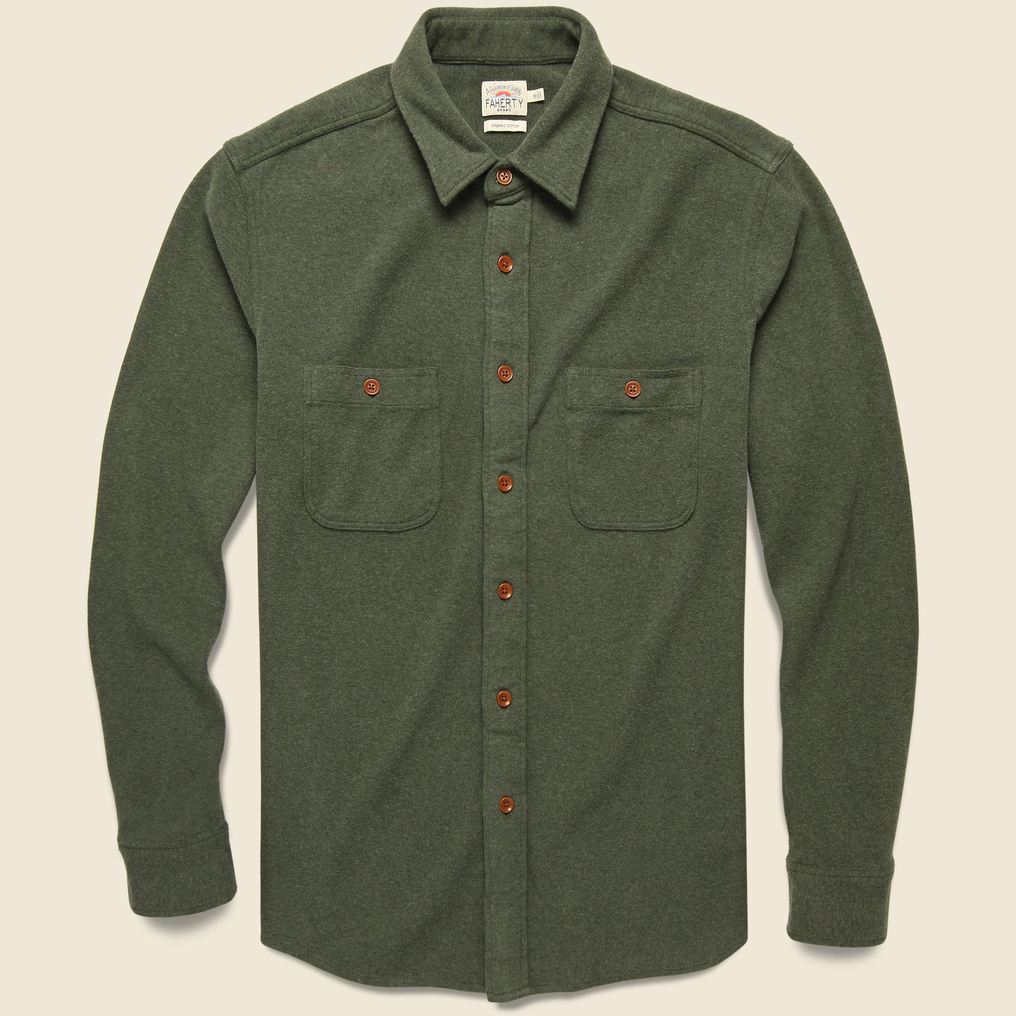 Knit Alpine Shirt - Olive Heather - Faherty - STAG Provisions - Tops - L/S Woven - Solid