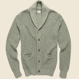 Marled Cotton Cardigan - Light Olive Marl - Faherty - STAG Provisions - Tops - Sweater