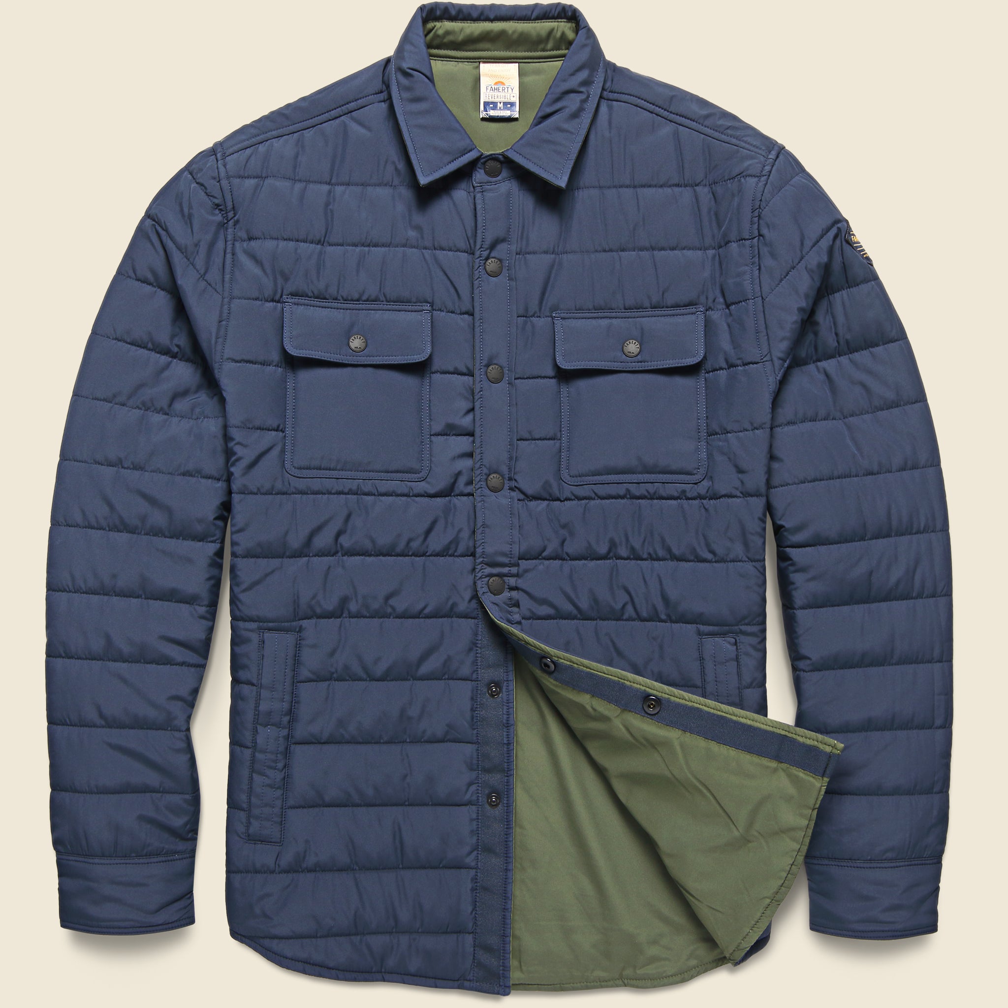 Atmosphere Reversible Shirt Jacket - Olive/Navy - Faherty - STAG Provisions - Outerwear - Shirt Jacket