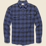 Indigo Vintage Twill Plaid Workshirt - Indigo Night - Faherty - STAG Provisions - Tops - L/S Woven - Plaid