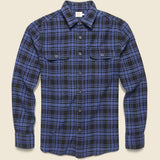 Indigo Vintage Twill Plaid Workshirt - Indigo Night - Faherty - STAG Provisions - Tops - L/S Woven - Plaid
