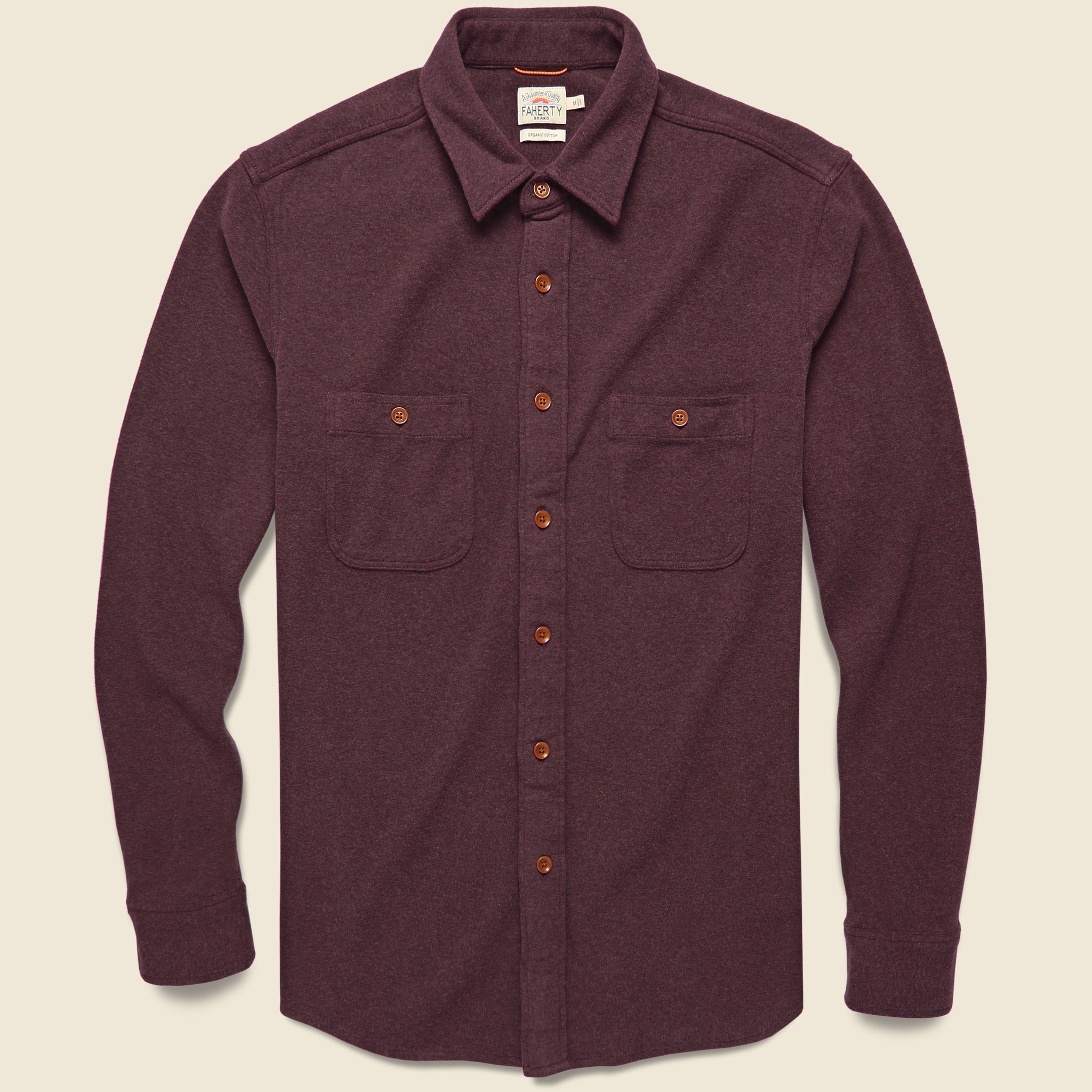 Knit Alpine Shirt - Burgundy Heather - Faherty - STAG Provisions - Tops - L/S Woven - Solid