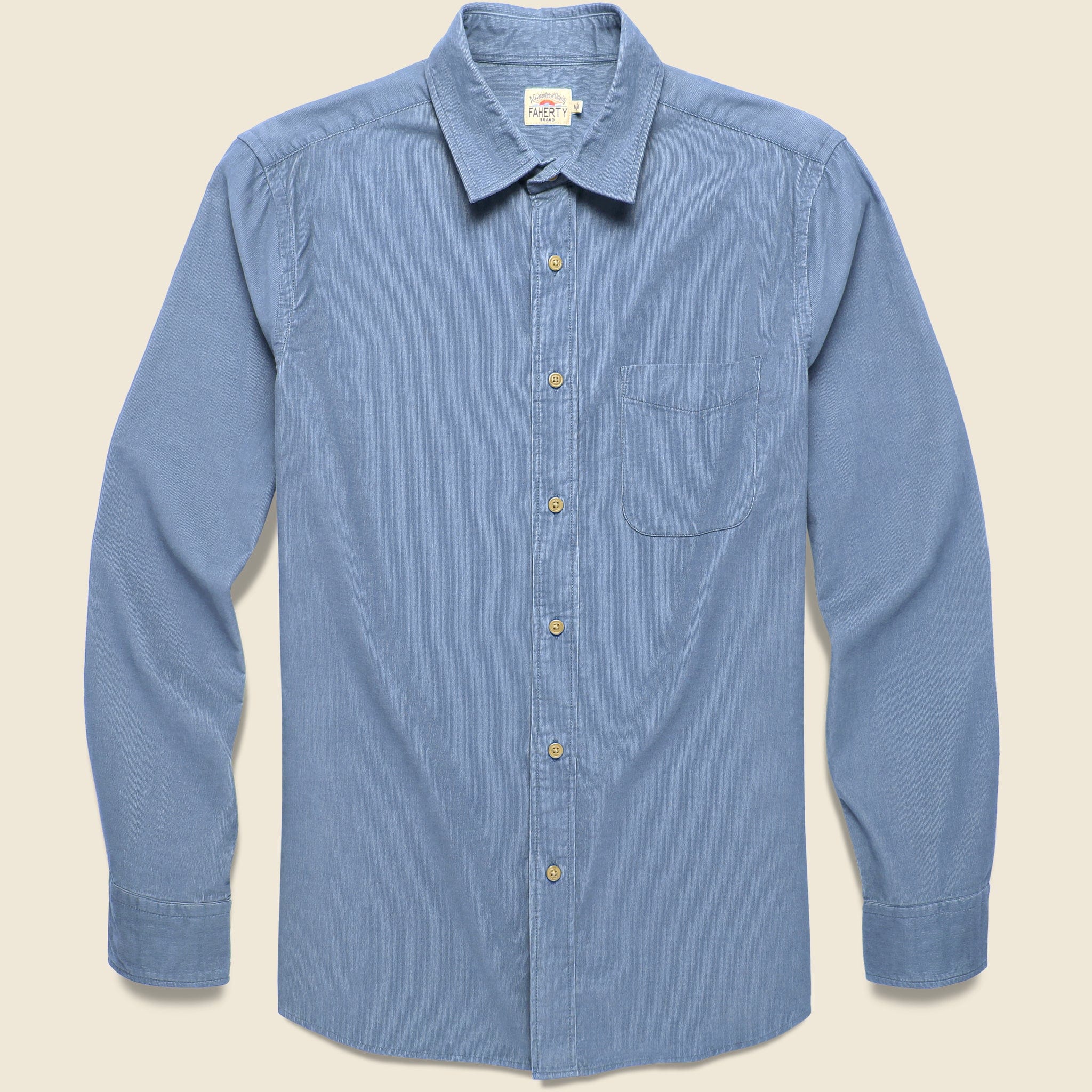 Stretch Cord Shirt - Deep Marine - Faherty - STAG Provisions - Tops - L/S Woven - Corduroy