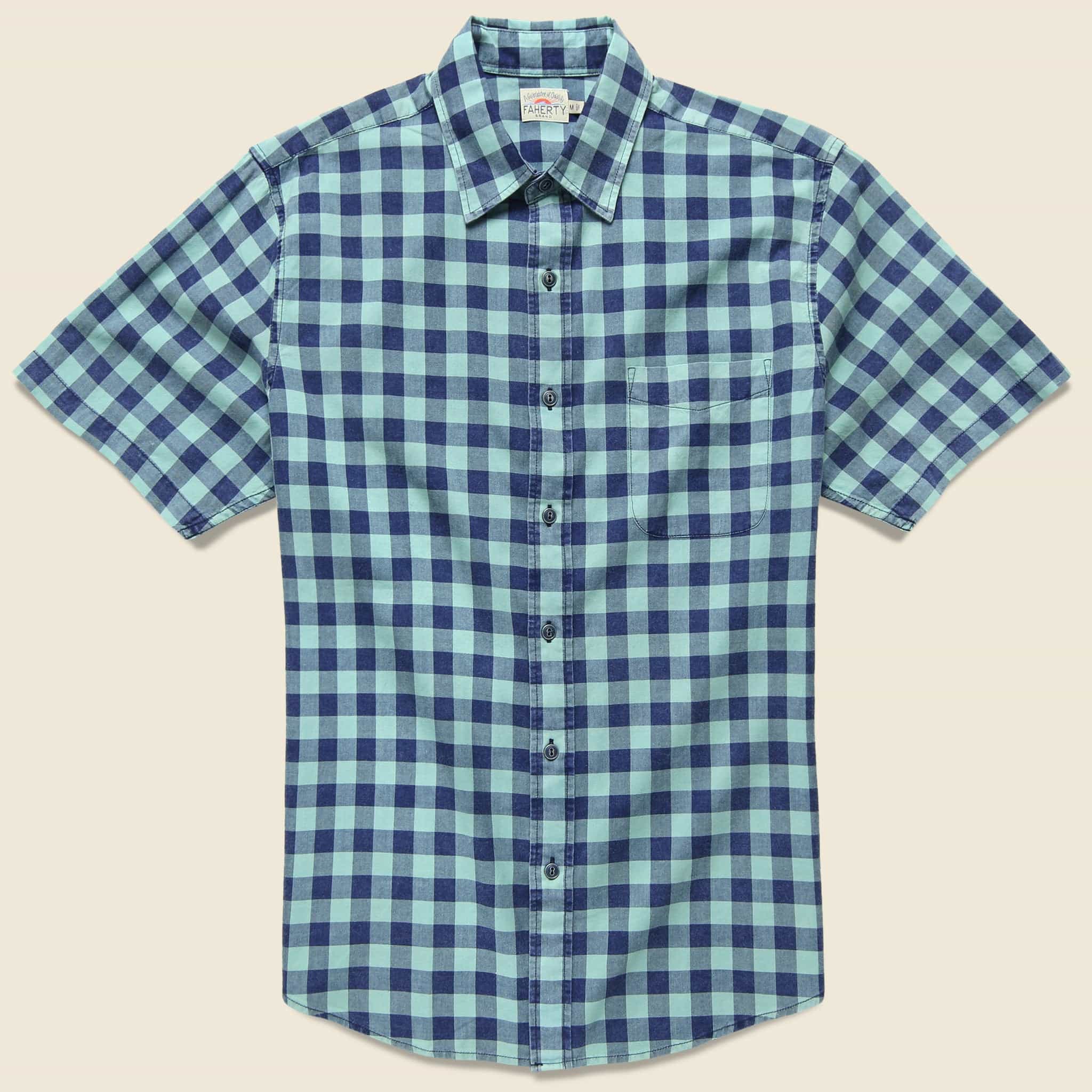 Ventura Buffalo Check Shirt - Indigo Sea - Faherty - STAG Provisions - Tops - S/S Woven - Plaid