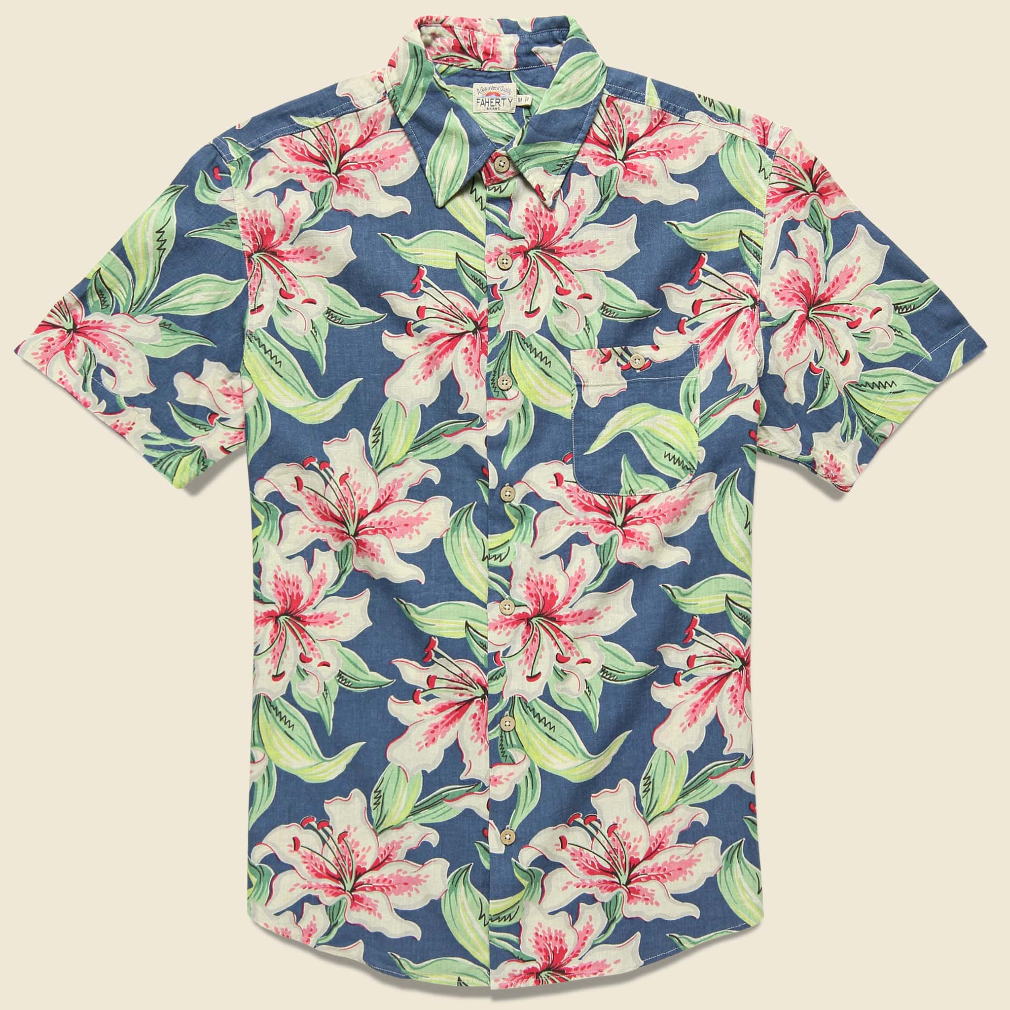 Tropical Atoll Shirt - Hibiscus Hawaiian - Faherty - STAG Provisions - Tops - S/S Woven - Floral