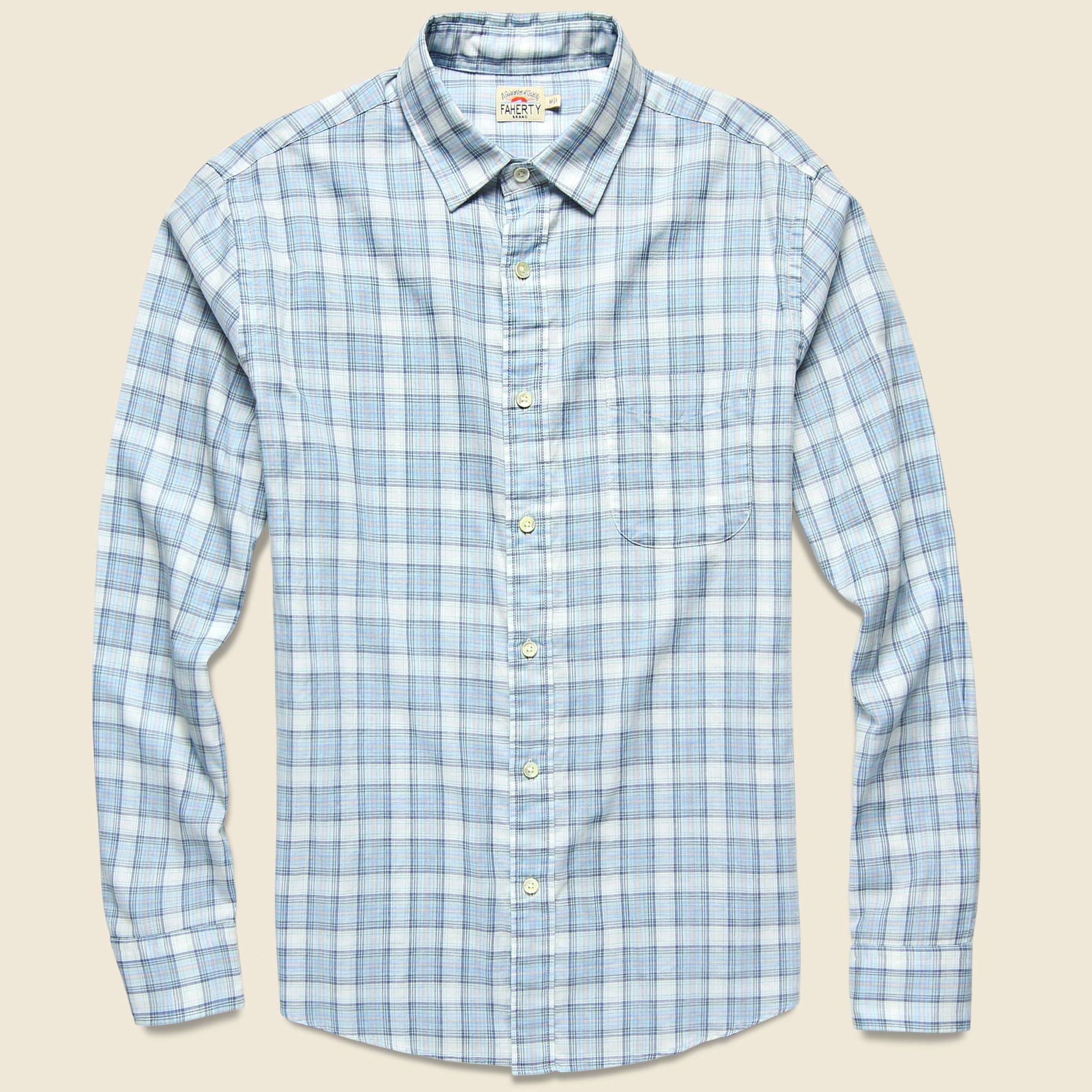 Ventura Shirt - Teal/White/Coral - Faherty - STAG Provisions - Tops - L/S Woven - Plaid