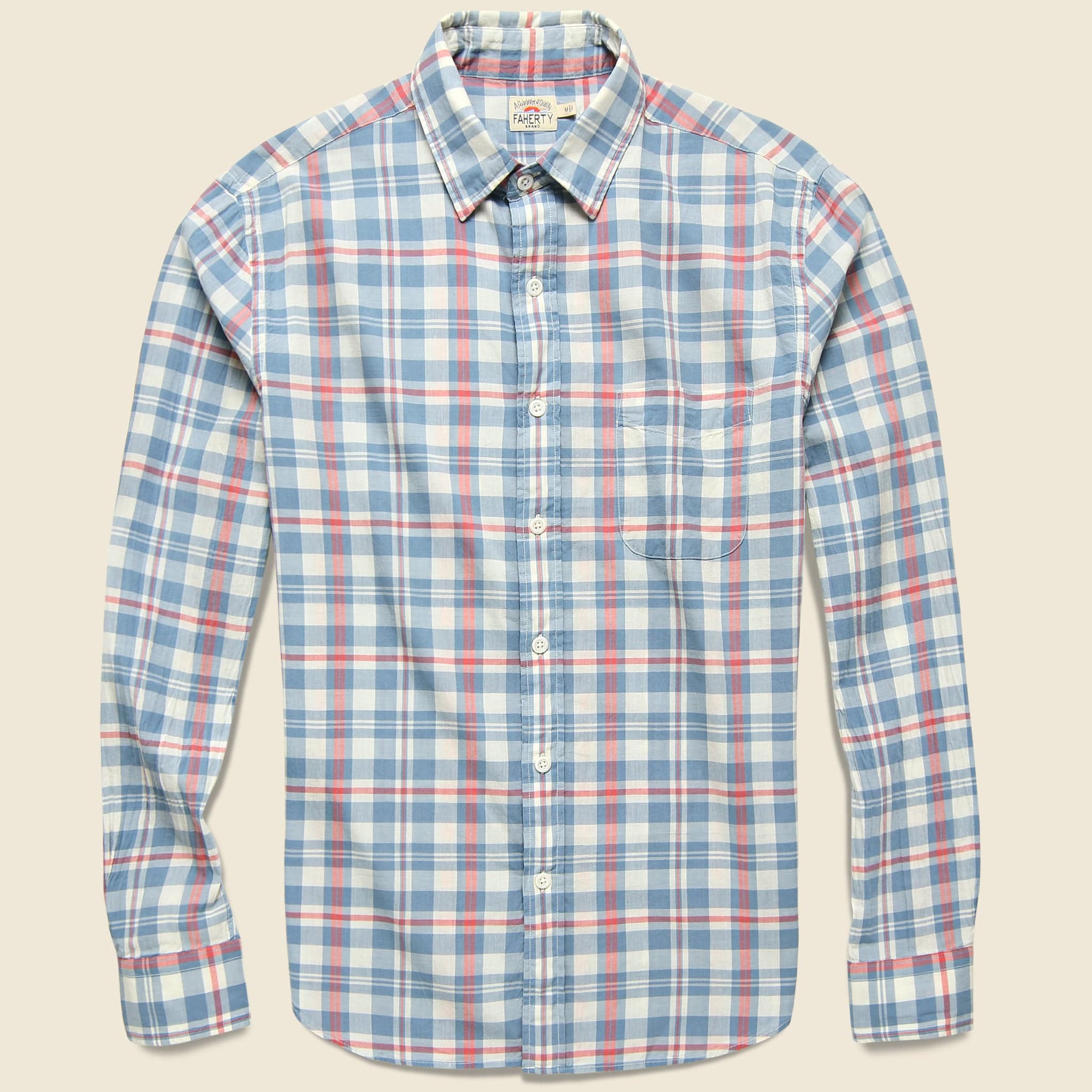Ventura Shirt - Washed Cream Blue - Faherty - STAG Provisions - Tops - L/S Woven - Plaid