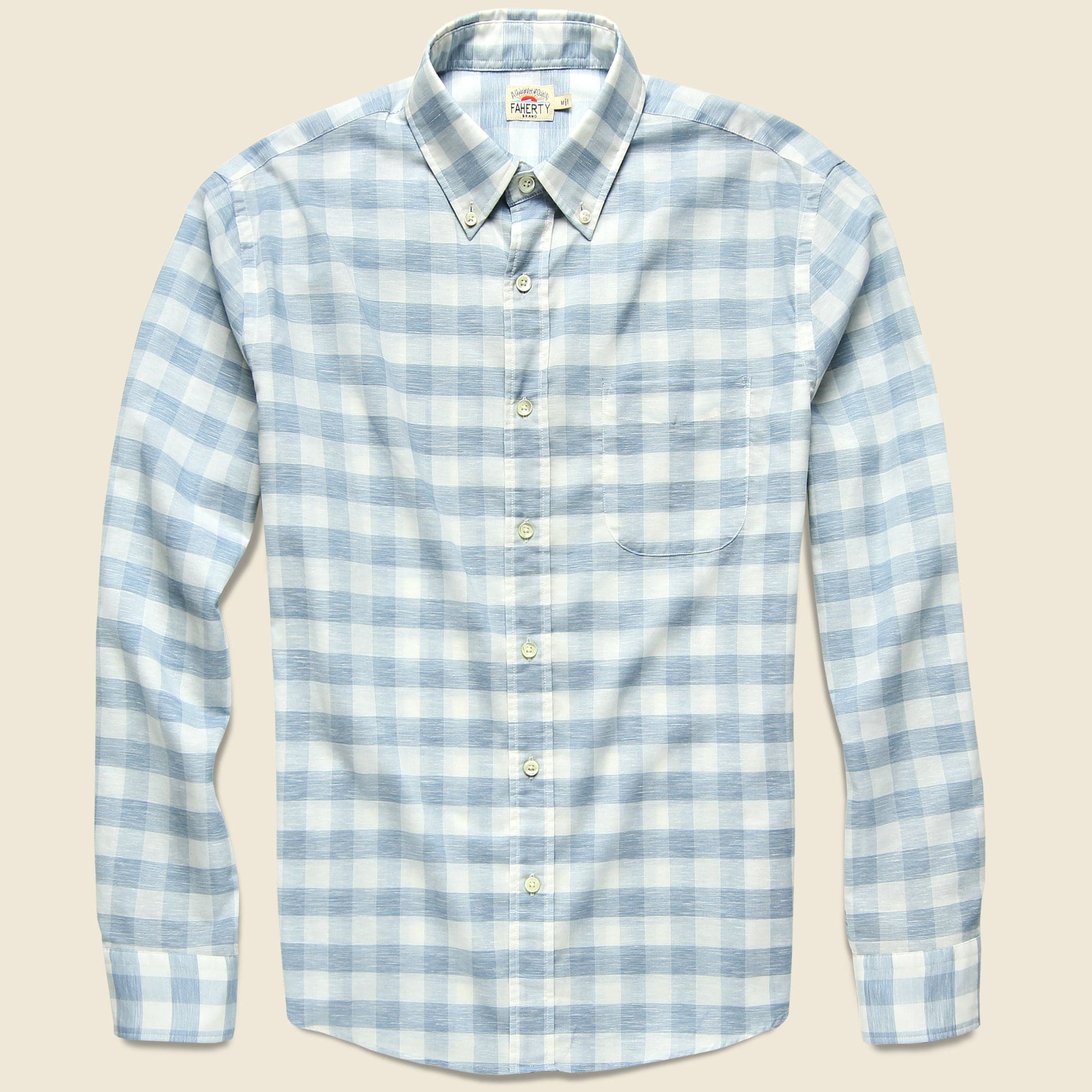 Stretch Summer Blend Shirt - White Blue Buffalo - Faherty - STAG Provisions - Tops - L/S Woven - Plaid