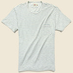 Indigo Pocket Tee - White/Light Indigo - Faherty - STAG Provisions - Tops - S/S Tee