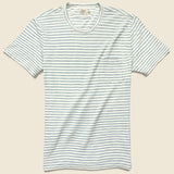 Indigo Pocket Tee - White/Light Indigo - Faherty - STAG Provisions - Tops - S/S Tee