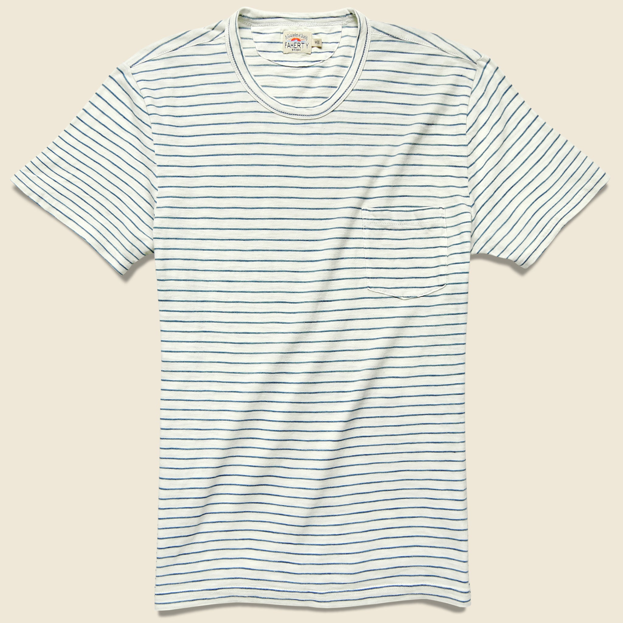Indigo Pocket Tee - White/Light Indigo - Faherty - STAG Provisions - Tops - S/S Tee