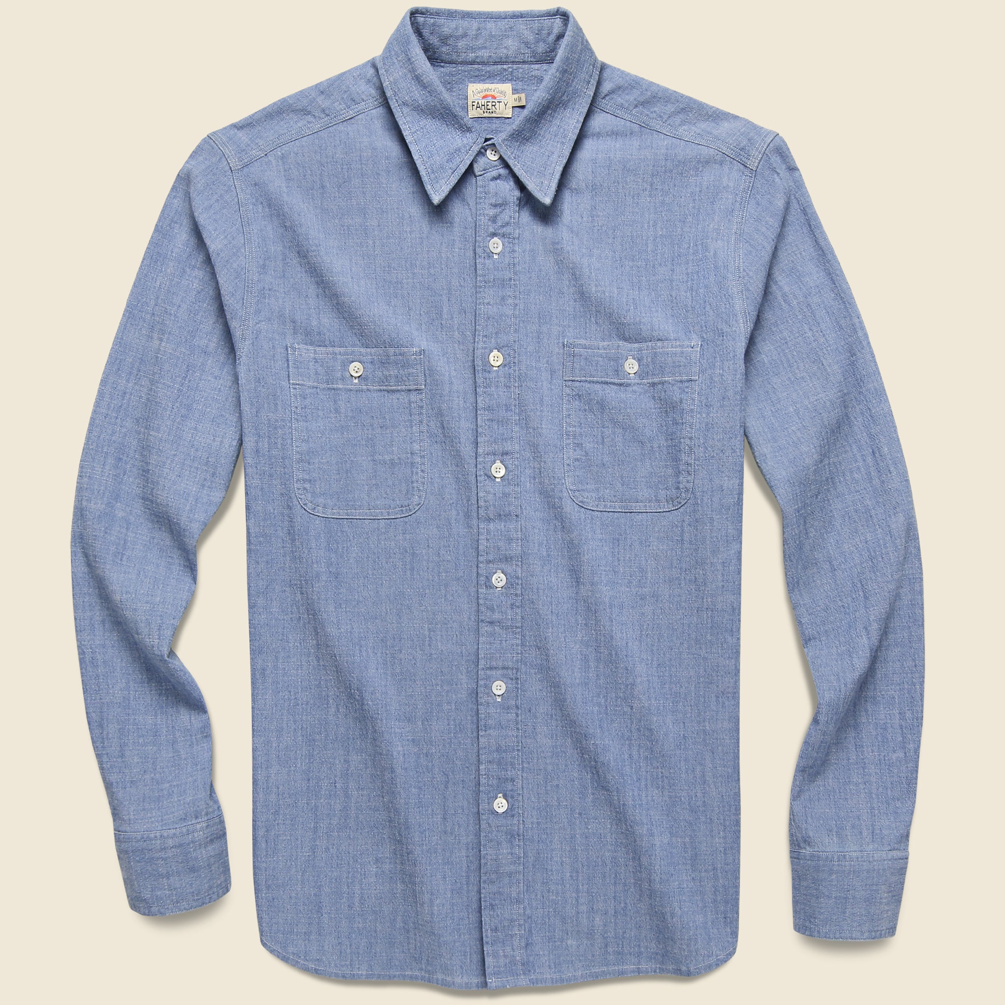 Collins Workshirt - Light Wash Indigo - Faherty - STAG Provisions - Tops - L/S Woven - Solid