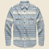 Canyon Overshirt - Indigo Wood Stripe - Faherty - STAG Provisions - Tops - L/S Woven - Overshirt