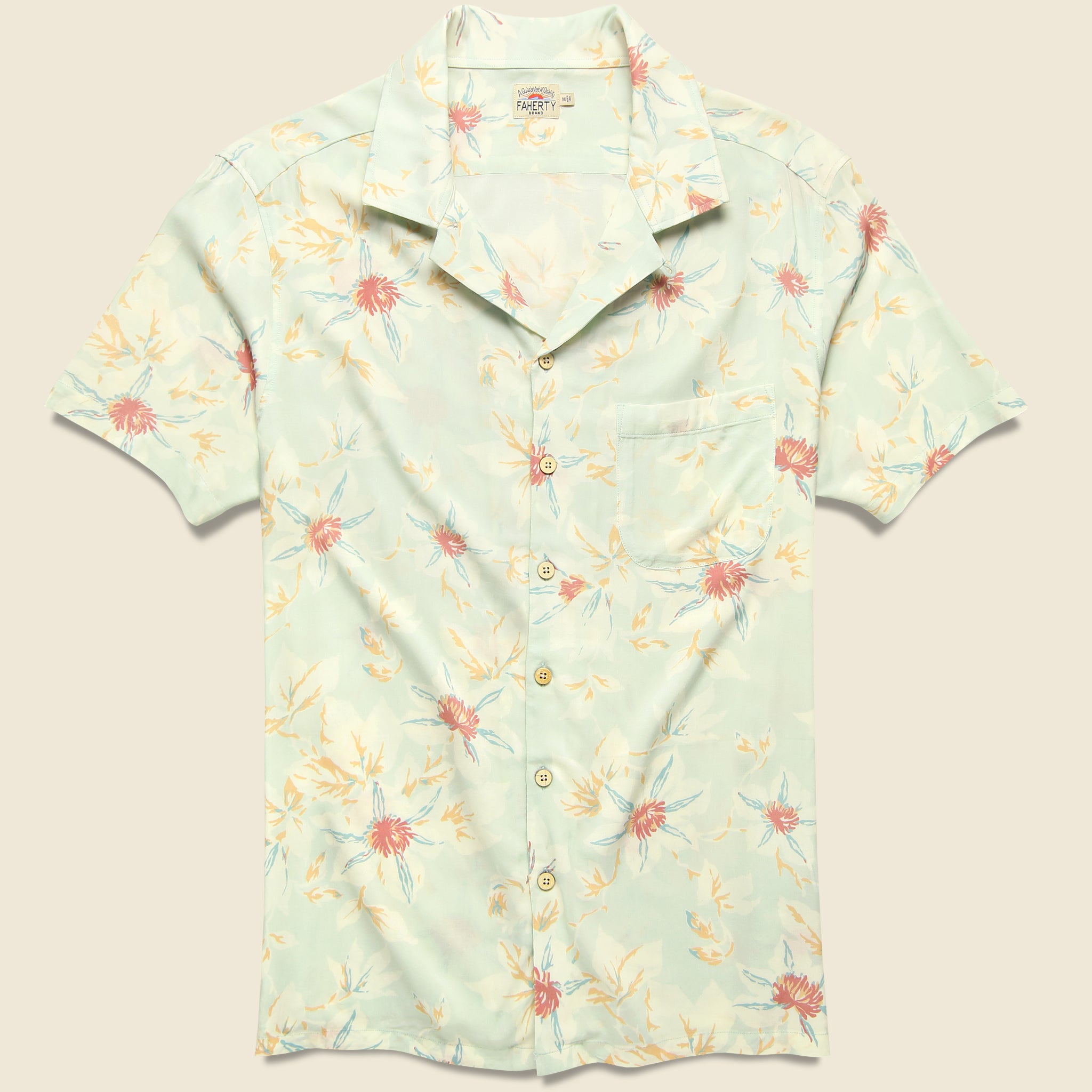 Kona Camp Shirt - Mint Floral - Faherty - STAG Provisions - Tops - S/S Woven - Floral