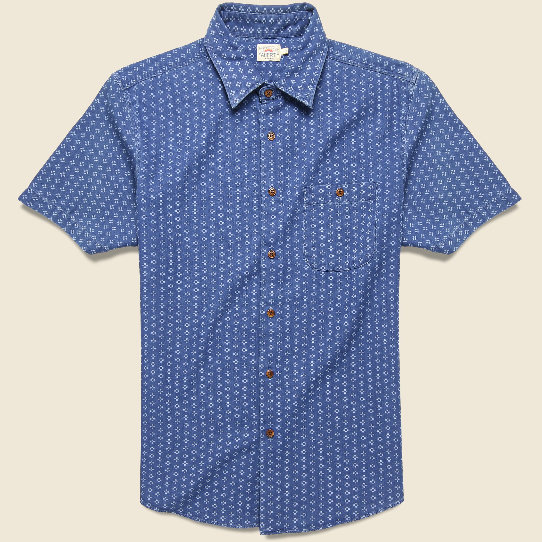 Playa Shirt - Eco Indigo Geo - Faherty - STAG Provisions - Tops - S/S Woven - Other Pattern