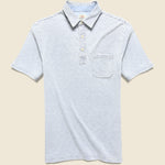 Indigo-Dyed Polo - Azure Stream Stripe - Faherty - STAG Provisions - Tops - S/S Knit